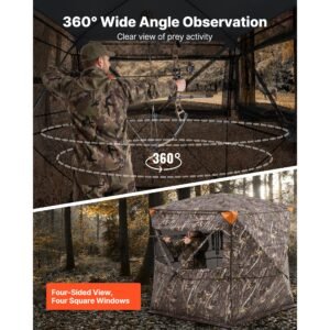 hunting blind 4 5 person see through ground blinds with carrying bag 360 degree portable camouflage tent durable concealed shelter with silent zipper door and window for turkey and deer 1.jpg