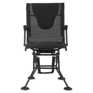 Hunting Chair, 360° Silent Swivel, Foldable Portable Blind Chair, Heavy-Duty Steel Frame Ground Stool Seat, with Armrests, Adjustable Carry Strap, Anti-Sink Feet, 300 Lbs Capacity for Fishing