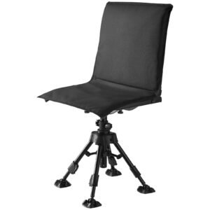 Hunting Chair, 360° Silent Swivel, Foldable Portable Blind Chair, Heavy-Duty Steel Frame Ground Stool Seat,with Seat Cover, Anti-Sink Feet, Height Adjustable, 350 Lbs Capacity, for Fishing