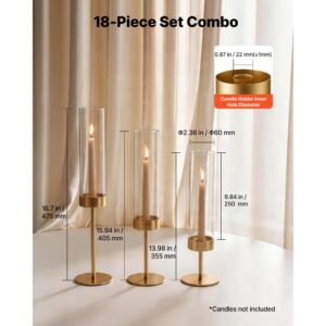 hurricane candle holders set of 18 gold metal stand with clear glass cylinders elegant tiered centerpieces wind protection for wedding table centerpieces party home decor modern style 2.jpg