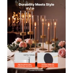 hurricane candle holders set of 18 gold metal stand with clear glass cylinders elegant tiered centerpieces wind protection for wedding table centerpieces party home decor modern style 3.jpg
