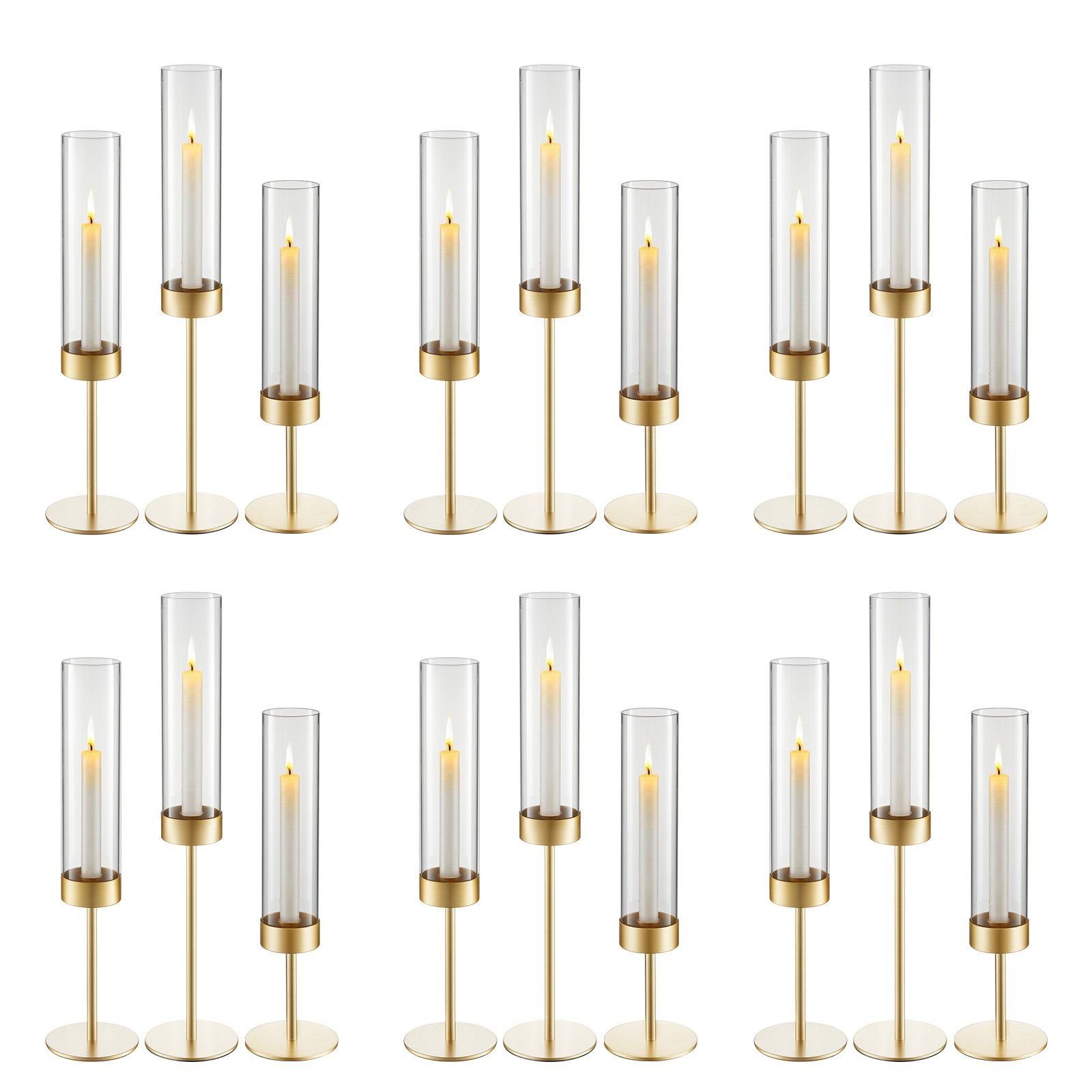 hurricane candle holders set of 18 gold metal stand with clear glass cylinders elegant tiered centerpieces wind protection for wedding table centerpieces party home decor modern style.jpg