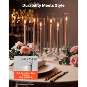 hurricane candle holders set of 24 126 in tall clear glass taper candle holders high borosilicate glass 236 in cylinder for wedding table centerpiece party home decor wind protection 3.jpg