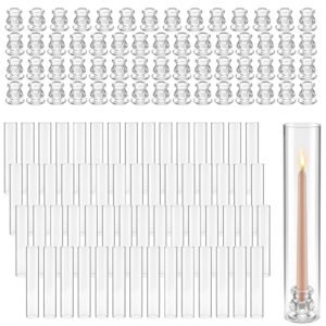 Hurricane Candle Holders Set of 60, Φ2.56 x 13.78 in Tall Clear Glass Cylinder Candleholder Sleeve, High Borosilicate Glass, Wind Protection for Wedding, Table Centerpiece, Party, Home Decor