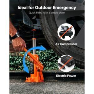 hydraulic bottle jack, 6 ton (13227.6 lbs) capacity, 7.7 14.8 inch lifting range, heavy duty welded bottle jack for car, suv, pickup, auto repair, house lift and agricultural equipment, orange