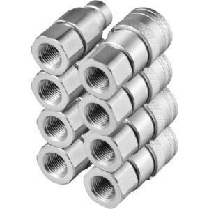 Hydraulic Coupler 1/2 Body with 1/2" NPT Thread 27.6 MPa Hydraulic Quick Connect 4 Pairs Hydraulic Coupling Quick Connect 45.5 L/min Hydraulic Quick Coupler