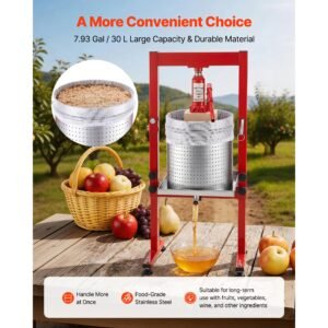 hydraulic fruit wine press 793gal30l stainless steel heavy duty manual juice maker cider apple grape vegetable crusher cheesetinctureherbal press with 2 filter bags for kitchen home 1.jpg