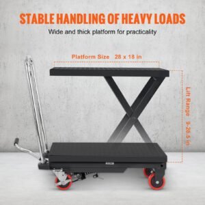hydraulic lift table cart 500lbs capacity 285 lifting height manual single scissor lift table with 4 wheels and non slip pad hydraulic scissor cart for material handling black 2.jpg