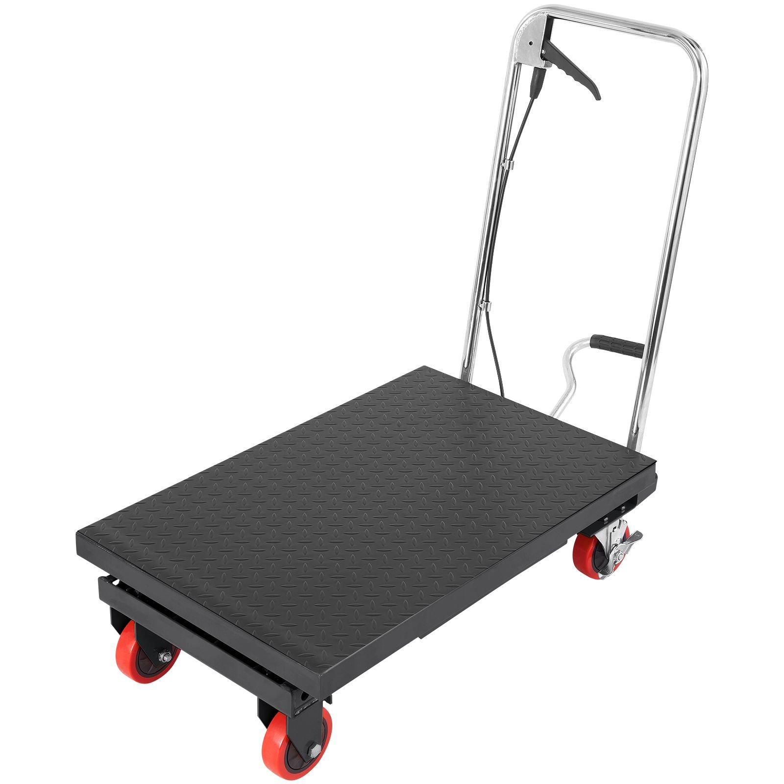 hydraulic lift table cart 500lbs capacity 285 lifting height manual single scissor lift table with 4 wheels and non slip pad hydraulic scissor cart for material handling black.jpg
