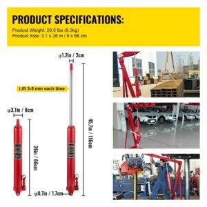 hydraulic long ram jack 3 tons6600 lbs capacity with single piston pump and clevis base manual cherry picker with handle for garageshop cranes engine lift hoist redonly jack 5.jpg