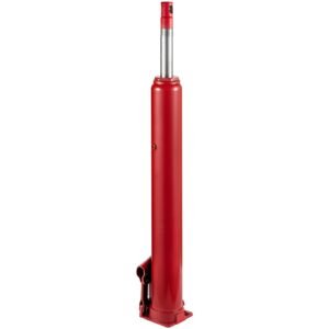Hydraulic Long Ram Jack, 4 Tons/8818 lbs Capacity, with Single Piston Pump and Flat Base, Manual Cherry Picker with Handle, for Garage/Shop Cranes, Engine Lift Hoist, Red