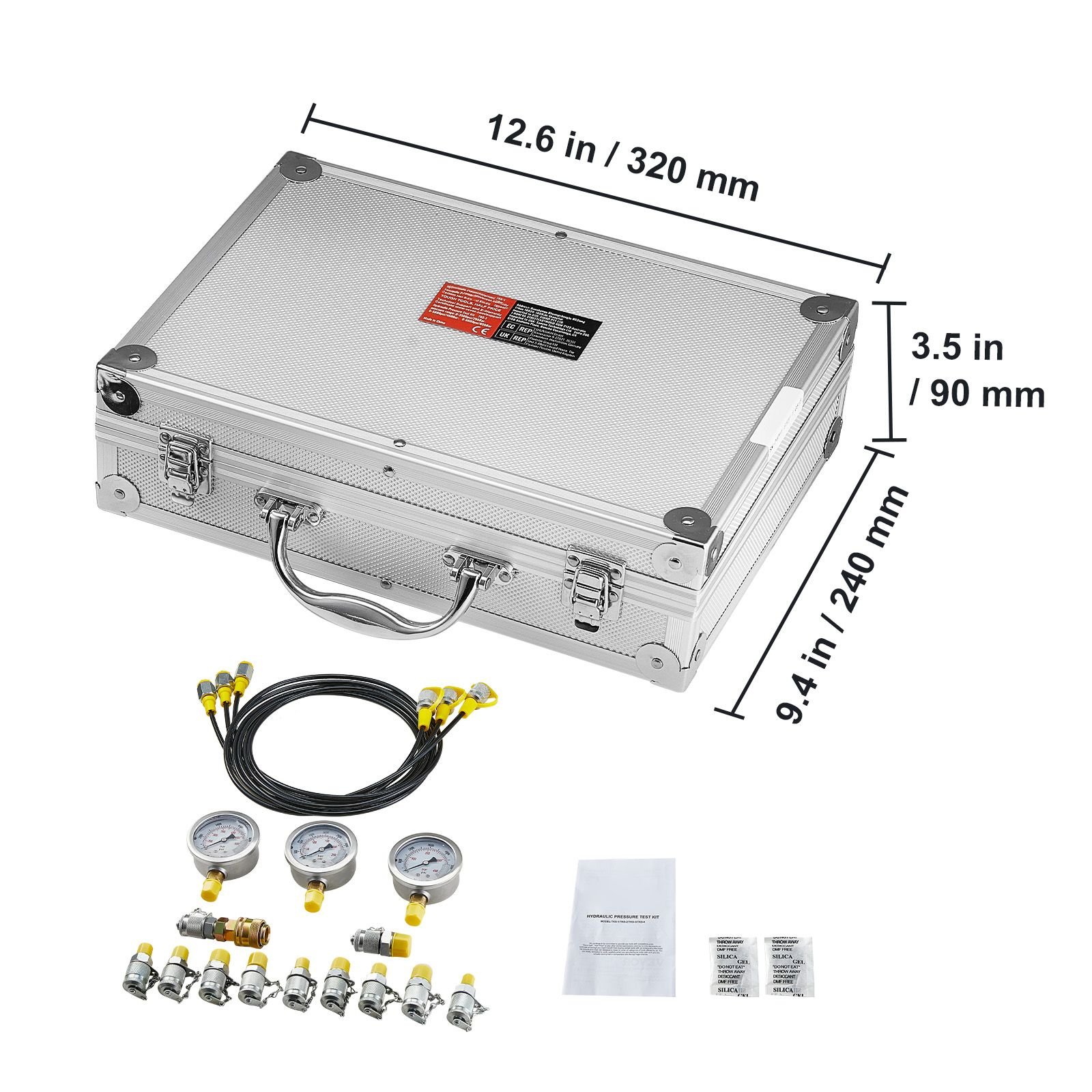 hydraulic pressure test kit 250400600bar 3 gauges 11 test couplings 3 test hoses excavator hydraulic test gauge set with portable carrying case for excavator tractors construction machinery.jpg