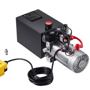 Hydraulic Pump, 10 Quart Hydraulic Power Unit, Double Acting Dump Trailer Pump, 0.91 GPM Flow Rate, 3200 PSI Max Relief Pressure, DC 12V Hydraulic Pump for Dump Trailer Car Lifting