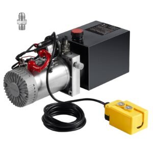 Hydraulic Pump, 4 Quart Hydraulic Power Unit, Single Acting Dump Trailer Pump, 0.91 GPM Flow Rate, 3200 PSI Max Relief Pressure, DC 12V Hydraulic Pump for Dump Trailer Car Lifting