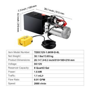 hydraulic pump 8 quart dump trailer pump single acting hydraulic power unit 3200 psi max relief pressure 091 gpm flow rate hydraulic pump power unit for dump trailer car lifting 3.jpg
