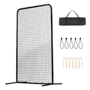 I Screen Baseball for Batting Cage, 7x4 ft Baseball Softball Safety Screen, Body Protector Portable Batting Screen with Carry Bag & Ground Stakes, Heavy Duty Pitching Net for Pitchers Protection