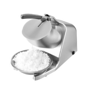 Ice Crusher Machine, 143lbs Per Hour Electric 2 Blades Snow Cone Maker, Stainless Steel Shaved Ice Machine with Bowl and Cover, 300W 2000RPM Ice-Shaver for Home and Commercial Use, Silver