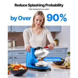 ice crusher machine 220lbs per hour electric 4 blades snow cone maker stainless steel shaved ice machine with bowl and cover 300w 1400rpm ice shaver for home and commercial use blue 1.jpg
