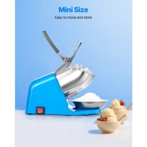 ice crusher machine 286lbs per hour electric 4 blades snow cone maker stainless steel shaved ice machine with bowl and cover 300w 2000rpm ice shaver for home and commercial use blue 2.jpg