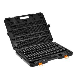 Impact Socket Set, 1/2" Drive, 65-Piece Socket Set, 6 Point Sockets, SAE 3/8" to 1-1/4" and Metric 10-24 mm, Easy to Identify, with a Sturdy Storage Case, Cr-V Alloy Steel for Vehicles Repair