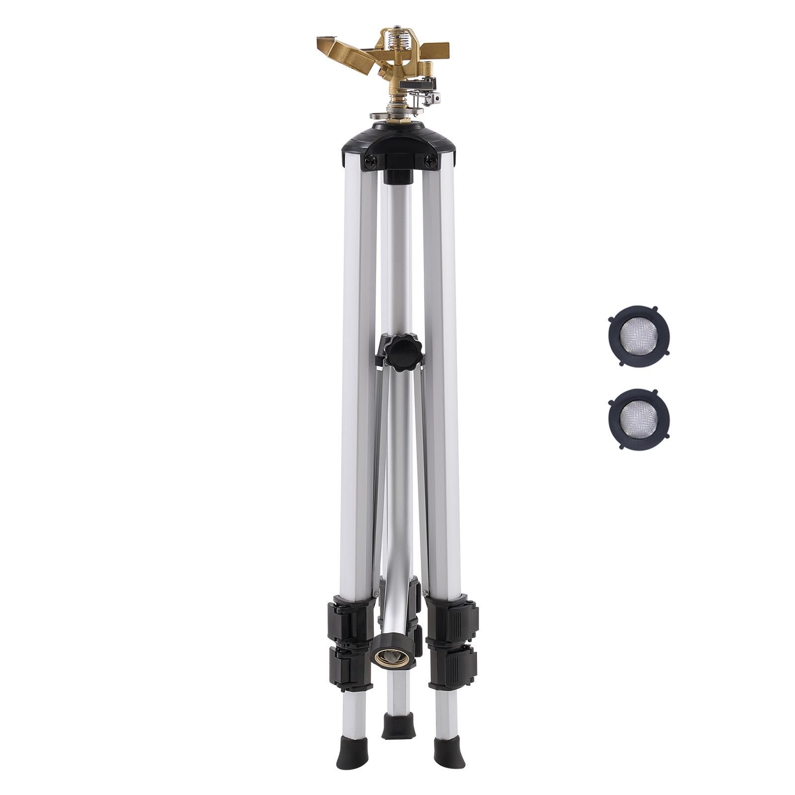 impact sprinkler on tripod base heavy duty tripod sprinklers with brass head 34 connector 360 degree large area coverage irrigation sprinkler adjustable heights sprinkler for yard gray.jpg