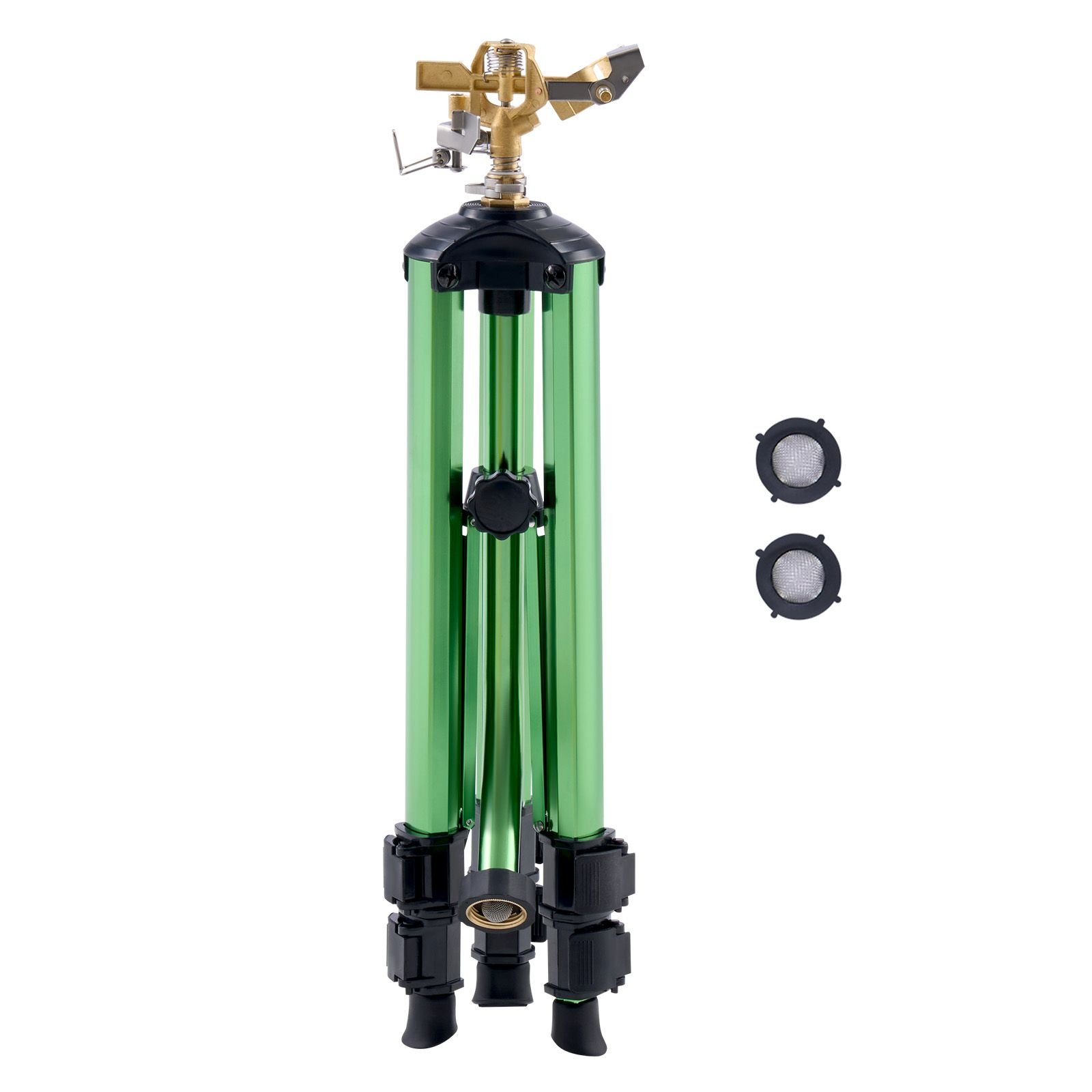 impact sprinkler on tripod base heavy duty tripod sprinklers with brass head 34 connector 360 degree large area coverage irrigation sprinkler adjustable heights sprinkler for yard green.jpg