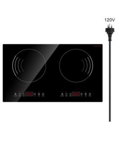 Induction Cooktop, 1800W Electric Countertop Burner, 2 Burner Touch Control Stove, Built-in Induction Cooktop with 9 Power Settings, Child Safety Lock, Timer, Glass Surface