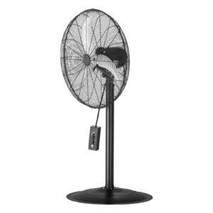 Industrial Pedestal Fan, 24 Inch 85-Degree Oscillating Fan, Height Adjustable Standing Fans with 3 Adjustable Speeds, High Power Fans for Warehouse,Garage,Commercial, Black