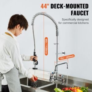 industrial sink faucet 44 tall 8 install space 12 rotating spout surface mount brass made with extendable sprayer suitable for singletriple basin 1.jpg