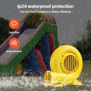 Inflatable Blower, 750W&950W, 1.3 HP Bounce House Blower, Pump Commercial Air Blower for Inflatables, 3300RPM Bouncy Castle Electric Air Blower Fan Perfect for Bounce House, Waterslides, Yellow