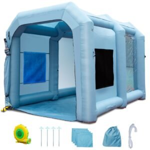 Inflatable Paint Booth, 13x10x9ft Inflatable Spray Booth, 950W High Powerful Blowers Spray Booth Tent, Car Paint Tent Air Filter System for Car Parking Tent Workstation Motorcycle Garage