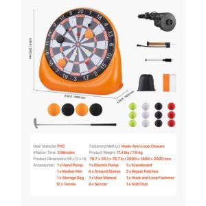 inflatable soccer dart board over 6 ft high giant soccer dart board with 4 kick balls 12 tennis and air pump 3 min setup ideal for giant yard games giant kick darts game backyard golf game 2.jpg