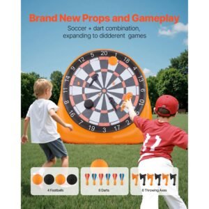 inflatable soccer dart board over 6 ft high giant soccer dart board with 4 kick balls 6 darts 6 axe air pump 3 min setup ideal for giant yard games giant kick darts game soccer dart game 1.jpg
