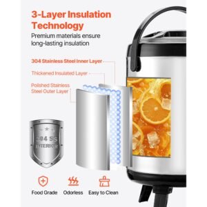insulated beverage dispenser 15 gal6l stainless steel thermal drink server with spigot temp display suitable for hot and cold drinks for tea coffee water in cafes restaurants silver 3.jpg