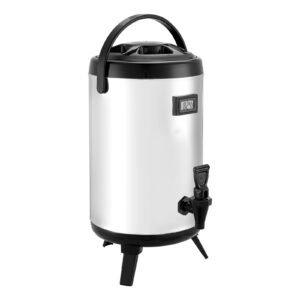 Insulated Beverage Dispenser, 2 Gal/7.6L Stainless Steel Thermal Drink Server with Spigot & Temp Display, Suitable for Hot and Cold Drinks, for Tea Coffee Water in Cafes & Restaurants, Silver