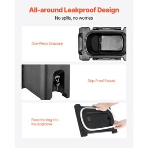 insulated beverage dispenser 5 gal19l hot and cold beverage server with spigot handle food grade thermal drink dispenser cooler for tea coffee water in cafes restaurants 2 pack black 3.jpg