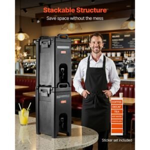 insulated beverage dispenser 5 gal19l hot and cold beverage server with spigot handle food grade thermal drink dispenser cooler for tea coffee water in cafes restaurants 2 pack black 4.jpg