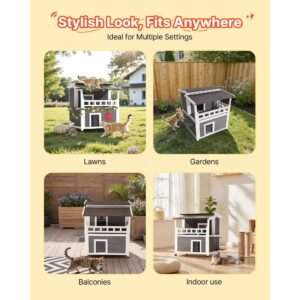 insulated cat house 2 story wooden cat shelter foam insulation feral kitty shelter with balcony waterproof cats condos for indoor outdoor 1 3 cats in winter 33 x 295 x 32 in 13.jpg