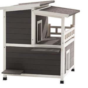 insulated cat house 2 story wooden cat shelter foam insulation feral kitty shelter with balcony waterproof cats condos for indoor outdoor 1 3 cats in winter 33 x 295 x 32 in 19.jpg