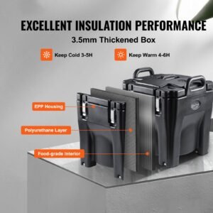 insulated food carrier 32qt capacity stackable catering hot box wstainless steel barrel top load lldpe food warmer wintegral handles buckles stationary for restaurant canteen black 2.jpg