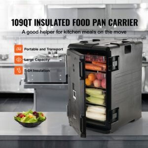 insulated food pan carrier 109 qt hot box for catering lldpe food box carrier wdouble buckles front loading food warmer whandles end loader wwheels for restaurant canteen etc black 1.jpg