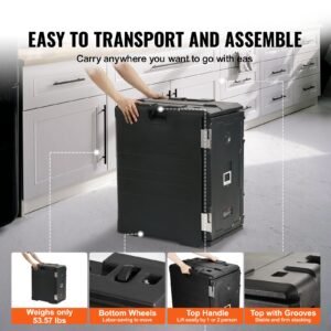 insulated food pan carrier 109 qt hot box for catering lldpe food box carrier wdouble buckles front loading food warmer whandles end loader wwheels for restaurant canteen etc black 4.jpg