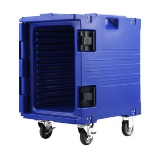 insulated food pan carrier 82 qt hot box for catering lldpe food box carrier wone piece buckle front loading food warmer whandles end loader wwheels for restaurant canteen etc blue 4.jpg