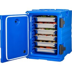 Insulated Food Pan Carrier, 95 Qt Hot Box for Catering, Food Box Carrier with Double Buckles, Front Loading Food Warmer with Handles, Stackable End Loader for Restaurant, Canteen