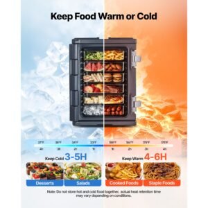 insulated food pan carrier 95 qt non electrical food warmer with wheel 304 stainless steel latch lldpe stackable hot box for various pan sizesnot included fit catering bbq eventblack 1.jpg