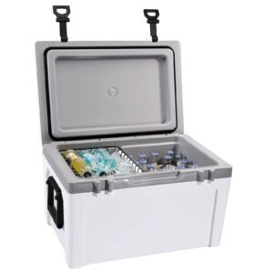 Insulated Portable Cooler, 52 qt, Holds 50 Cans, Ice Retention Hard Cooler with Heavy Duty Handle, Ice Chest Lunch Box for Camping, Beach, Picnic, Travel, Outdoor, Keeps Ice for up to 6 Days