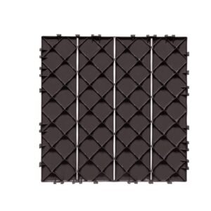 Interlocking Deck Tiles, 10 Pack,12"x12" 10 sq. ft Plastic Waterproof Outdoor Flooring All Weather Use, Patio Floor Decking Covering Tiles for Porch Poolside Balcony Backyard, Dark Brown