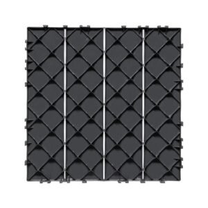 Interlocking Deck Tiles, 36 Pack,11.6"x11.6" 36 sq. ft Plastic Waterproof Outdoor Flooring All Weather Use, Patio Floor Decking Covering Tiles for Porch Poolside Balcony Backyard, Dark Grey