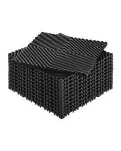 Interlocking Drainage Mat, 12' x 12' Modular Interlocking Cushion, 12 Pcs Splicing Drainage Mats, Non-Slip Black PP Drainage Floor Tile and Shower Mat, for Garage, Garden, Kitchen & Outdoor