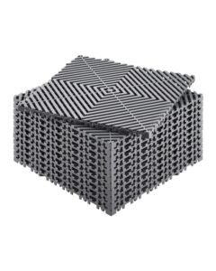 Interlocking Drainage Mat, 12' x 12' Modular Interlocking Cushion, 12 Pcs Splicing Drainage Mats, Non-Slip Gray PP Drainage Floor Tile and Shower Mat, for Garage, Garden, Kitchen & Outdoor